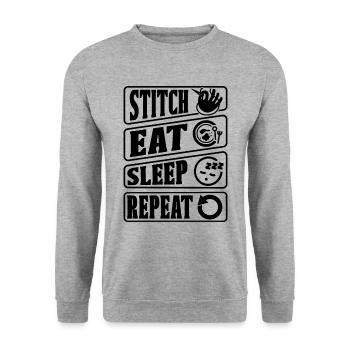 Cross Stitch Eat Sleep Repeat Sewing Stitching - Unisex Sweatshirt - salt & pepper - Front - Alina (178cm) & Michal (187cm)