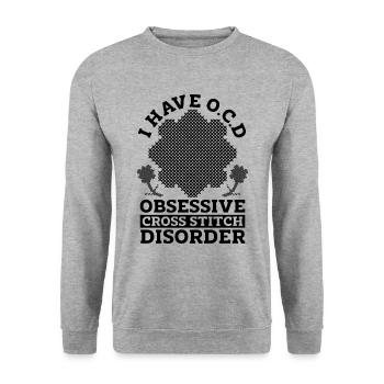 I Have O.C.D Obsessive Stitch Cross Stitch Lover - Unisex Sweatshirt - salt & pepper - Front - Alina (178cm) & Michal (187cm)