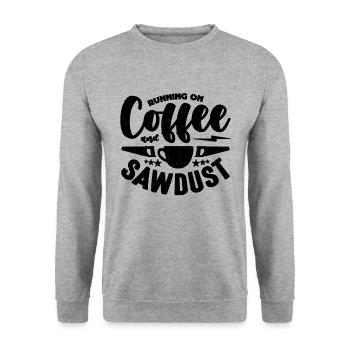 Running On Coffee And Sawdust Woodwork Carpenters - Unisex Pullover - Weißgrau meliert - Vorne - Alina (178cm) & Michal (187cm)
