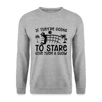 If They're Going Beach Holiday Volleyball Player - Unisex Sweatshirt - salt & pepper - Front - Alina (178cm) & Michal (187cm)