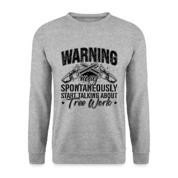 Warning May Spontaneously Woodworker Wood Carver - Unisex Pullover - Weißgrau meliert - Vorne - Alina (178cm) & Michal (187cm)