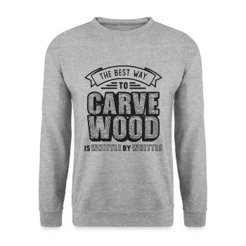 The Best Way To Carve Wood Woodsman Wood Carver - Unisex Pullover - Weißgrau meliert - Vorne - Alina (178cm) & Michal (187cm)