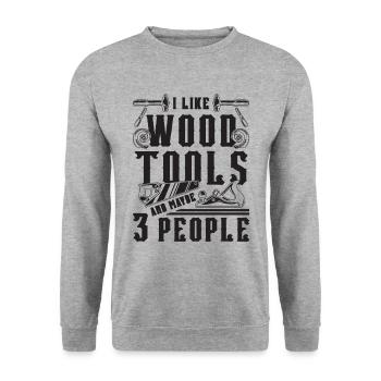 I Like Wood Tools And Woodsman Logger Wood Carver - Unisex Pullover - Weißgrau meliert - Vorne - Alina (178cm) & Michal (187cm)