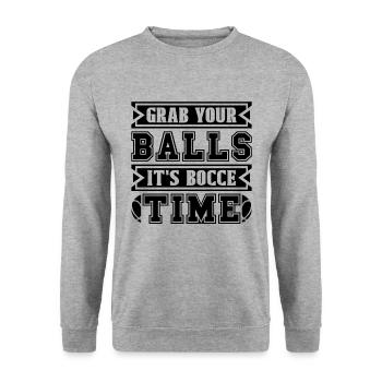 Grab Your Balls It's Bocci Petanque Bocce Player - Unisex Sweatshirt - salt & pepper - Front - Alina (178cm) & Michal (187cm)