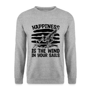Le bonheur est l’amateur de planche à voile wakeboard - Sweat-shirt Unisexe - gris chiné - Devant - Alina (178cm) & Michal (187cm)