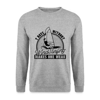 7 jours sans surf wakeboard windsurf lover Lover - Sweat-shirt Unisexe - gris chiné - Devant - Alina (178cm) & Michal (187cm)