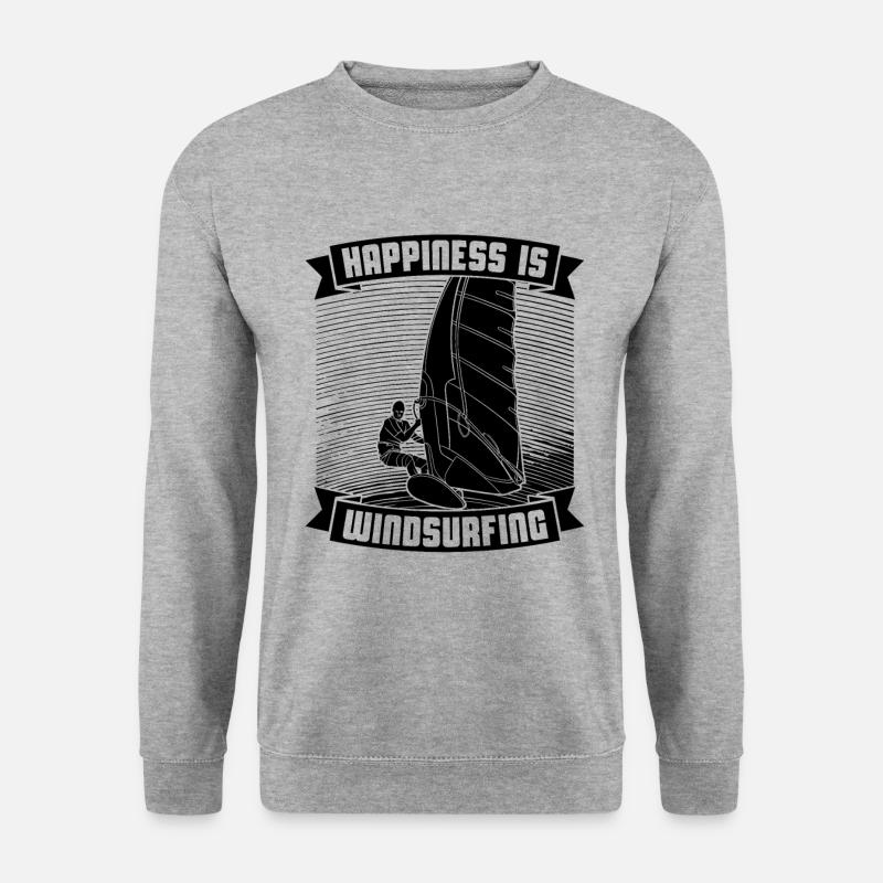 Happiness Is Windsurfing Surfing Windsurfing Lover - Unisex Pullover - Weißgrau meliert