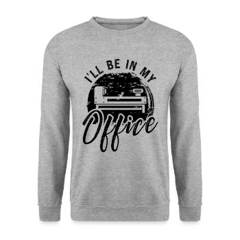 I'll Be In My Office Retro Woodworking Woodturner - Unisex Sweatshirt - salt & pepper - Front - Alina (178cm) & Michal (187cm)