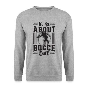 It's All About Bocce Ball Petanque Bocce Player - Unisex Pullover - Weißgrau meliert - Vorne - Alina (178cm) & Michal (187cm)