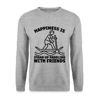 Happiness Is Stand Up Paddle Boat Paddle Boarder - Unisex Pullover - Weißgrau meliert - Vorne - Alina (178cm) & Michal (187cm)