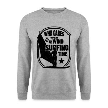 Qui se soucie de vous sur le surf Amateur de planche à voile - Sweat-shirt Unisexe - gris chiné - Devant - Alina (178cm) & Michal (187cm)