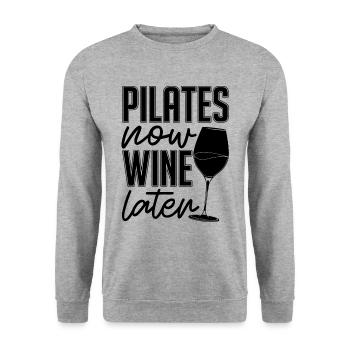 Pilates Now Wine Later Reformer Pilates Lover - Unisex Pullover - Weißgrau meliert - Vorne - Alina (178cm) & Michal (187cm)