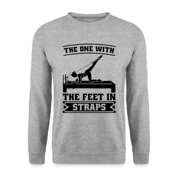 Celui avec les pieds dans la méditation Pilates Lover - Sweat-shirt Unisexe - gris chiné - Devant - Alina (178cm) & Michal (187cm)