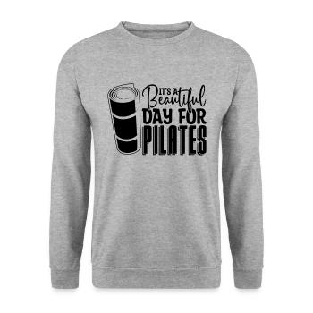 C’est une belle journée pour les amateurs de Pilates de méditation - Sweat-shirt Unisexe - gris chiné - Devant - Alina (178cm) & Michal (187cm)