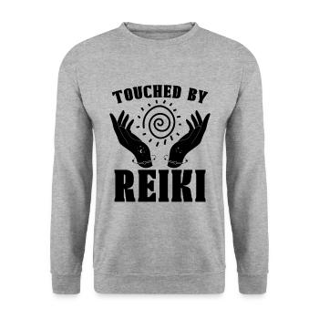 Touch By Reiki Loves Energy Healing Reiki Master - Unisex Sweatshirt - salt & pepper - Front - Alina (178cm) & Michal (187cm)