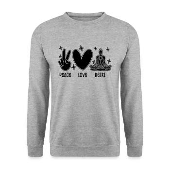 Peace Love Reiki Meditation Healer Reiki Master - Unisex Sweatshirt - salt & pepper - Front - Alina (178cm) & Michal (187cm)