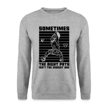 Parfois, le bon grimpeur sportif de montagne - Sweat-shirt Unisexe - gris chiné - Devant - Alina (178cm) & Michal (187cm)
