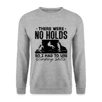 There Were No Holds So I Loves Mountaineer Climber - Unisex Pullover - Weißgrau meliert - Vorne - Alina (178cm) & Michal (187cm)