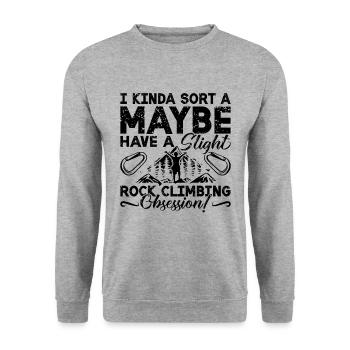I Kinda Sort A Maybe Have Bouldering Rock Climber - Unisex Pullover - Weißgrau meliert - Vorne - Alina (178cm) & Michal (187cm)