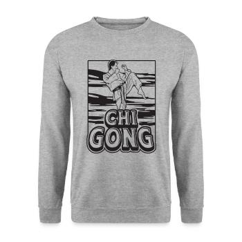 Chi Gong Meditation Yin Yang Ninjutsu Qigong Lover - Unisex Sweatshirt - salt & pepper - Front - Alina (178cm) & Michal (187cm)