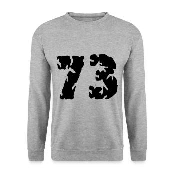 73 Maillot numéro - Sweat-shirt Unisexe - gris chiné - Devant - Alina (178cm) & Michal (187cm)