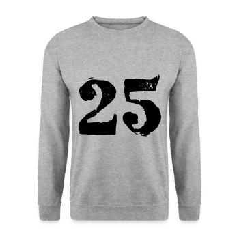25 Zahl Trikot - Unisex Pullover - Weißgrau meliert - Vorne - Alina (178cm) & Michal (187cm)