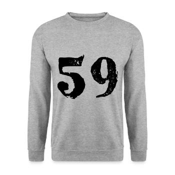 Maillot numéro 59 - Sweat-shirt Unisexe - gris chiné - Devant - Alina (178cm) & Michal (187cm)