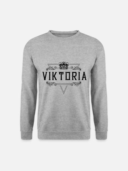 Viktoria Name - Unisex Pullover - Weißgrau meliert