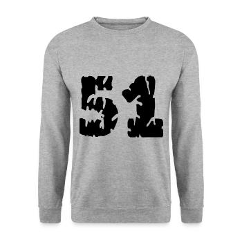 51 Zahl Trikot - Unisex Pullover - Weißgrau meliert - Vorne - Alina (178cm) & Michal (187cm)
