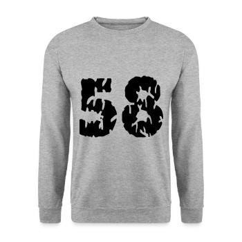 58 Number jersey - Unisex Sweatshirt - salt & pepper - Front - Alina (178cm) & Michal (187cm)