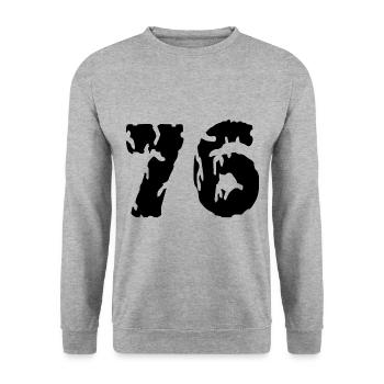 76 Number jersey - Unisex Sweatshirt - salt & pepper - Front - Alina (178cm) & Michal (187cm)