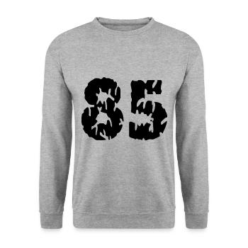 85 Number jersey - Unisex Sweatshirt - salt & pepper - Front - Alina (178cm) & Michal (187cm)
