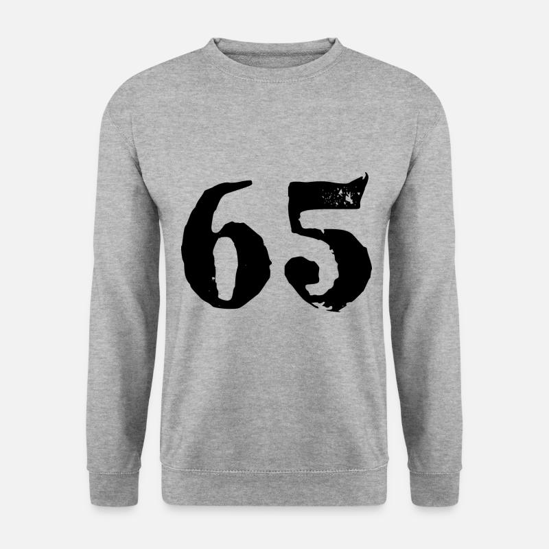 65 Zahl Trikot - Unisex Pullover - Weißgrau meliert