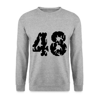 48 Zahl Trikot - Unisex Pullover - Weißgrau meliert - Vorne - Alina (178cm) & Michal (187cm)