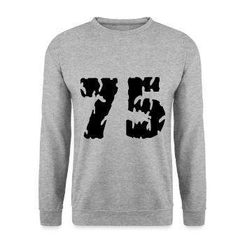 75 Maillot numéro - Sweat-shirt Unisexe - gris chiné - Devant - Alina (178cm) & Michal (187cm)