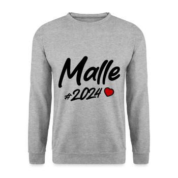 Malle 2024 Herz - Unisex Pullover - Weißgrau meliert - Vorne - Alina (178cm) & Michal (187cm)