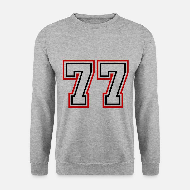 77 Zahl nummer - Unisex Pullover - Weißgrau meliert