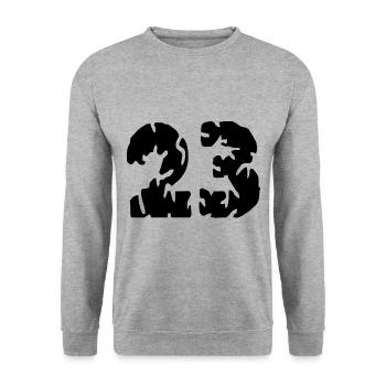 23 Zahl Trikot - Unisex Pullover - Weißgrau meliert - Vorne - Alina (178cm) & Michal (187cm)