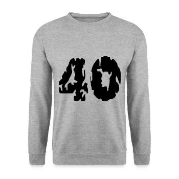 40 Zahl Trikot - Unisex Pullover - Weißgrau meliert - Vorne - Alina (178cm) & Michal (187cm)