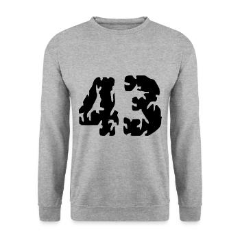 43 Maillot numéro - Sweat-shirt Unisexe - gris chiné - Devant - Alina (178cm) & Michal (187cm)