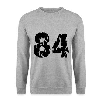 84 Zahl Trikot - Unisex Pullover - Weißgrau meliert - Vorne - Alina (178cm) & Michal (187cm)