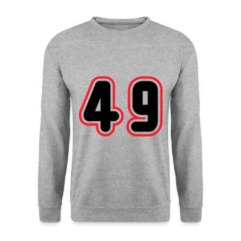 49 Numéro de numéro - Sweat-shirt Unisexe - gris chiné - Devant - Alina (178cm) & Michal (187cm)