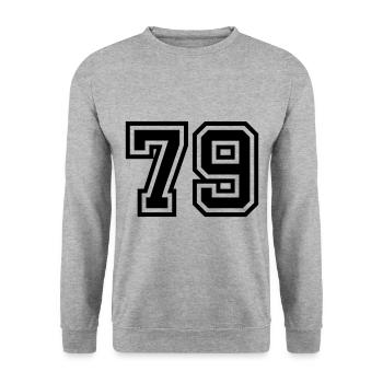 79 number symbol - Unisex Sweatshirt - salt & pepper - Front - Alina (178cm) & Michal (187cm)