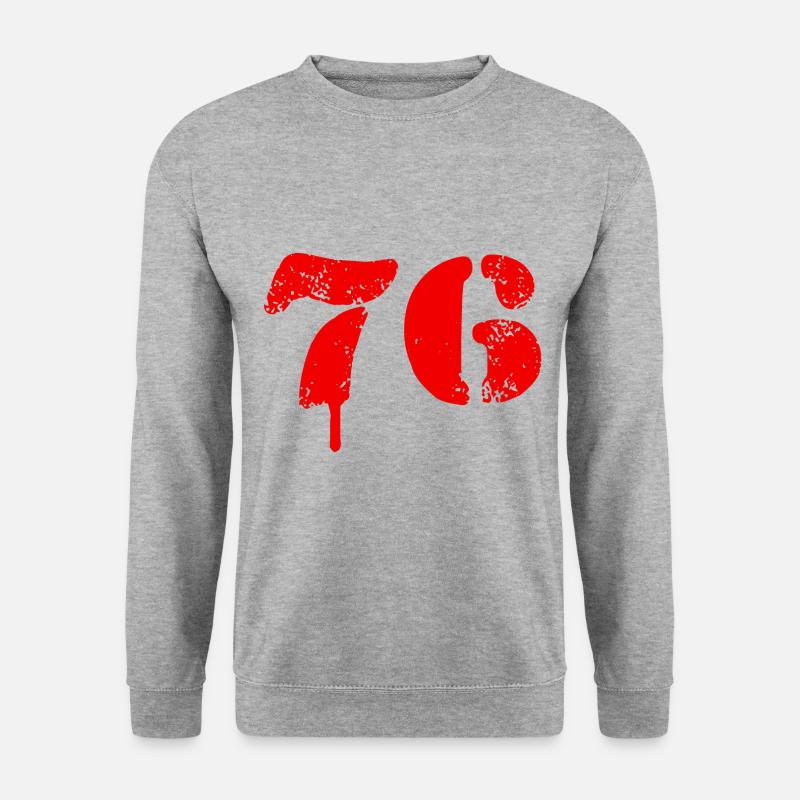 76 Zahl Symbol - Unisex Pullover - Weißgrau meliert