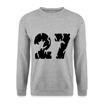 27 Zahl Trikot - Unisex Pullover - Weißgrau meliert - Vorne - Alina (178cm) & Michal (187cm)
