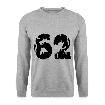 62 Number jersey - Unisex Sweatshirt - salt & pepper - Front - Alina (178cm) & Michal (187cm)