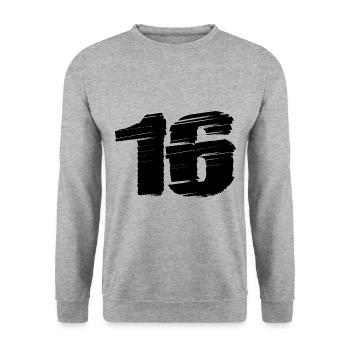16 Maillot numéro - Sweat-shirt Unisexe - gris chiné - Devant - Alina (178cm) & Michal (187cm)