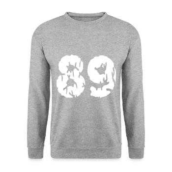 89 Number Jersey - Unisex Sweatshirt - salt & pepper - Front - Alina (178cm) & Michal (187cm)
