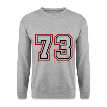 73 Numéro de numéro - Sweat-shirt Unisexe - gris chiné - Devant - Alina (178cm) & Michal (187cm)