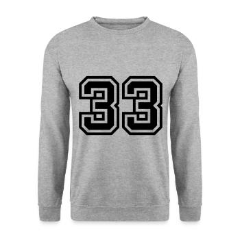 33 Symbole numérique - Sweat-shirt Unisexe - gris chiné - Devant - Alina (178cm) & Michal (187cm)